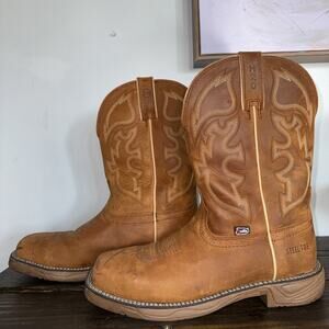 Justin Men's 11 D Stampede Rush Saddle Steel Toe WATERPROOF Work BootBWK4331